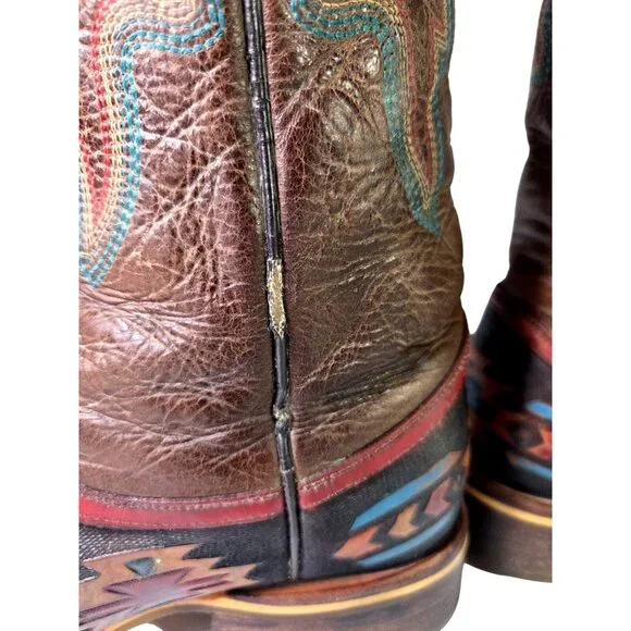 Women's Tin Haul South By SW Cowgirl Boots Wolf Sole Handmade Western Aztec 6.5 - Picture 6 of 7